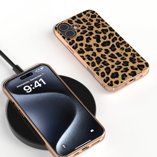 For iPhone 16 Plus Nano Plating Leopard Print Phone Case(Gold) by buy2fix