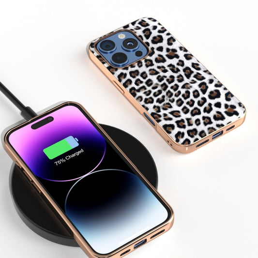 For iPhone 16 Pro Nano Plating Leopard Print Phone Case(Silver) by buy2fix