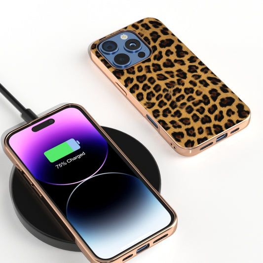 For iPhone 16 Pro Max Nano Plating Leopard Print Phone Case(Brown) by buy2fix