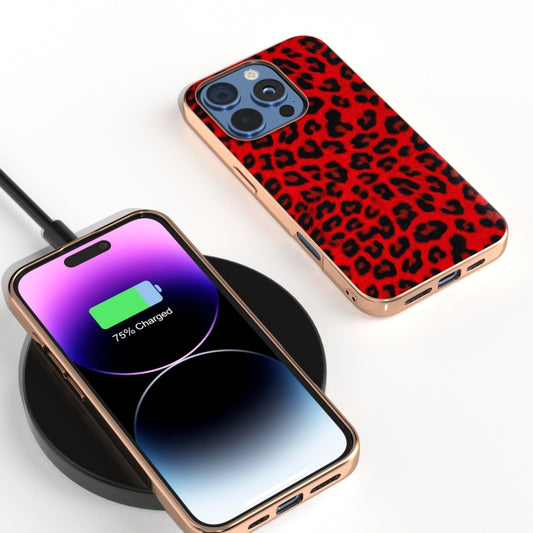 For iPhone 16 Pro Max Nano Plating Leopard Print Phone Case(Red) by buy2fix