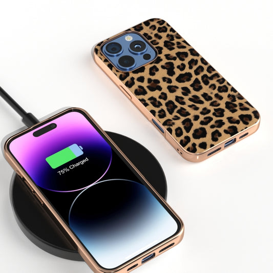 For iPhone 16 Pro Max Nano Plating Leopard Print Phone Case(Gold) by buy2fix