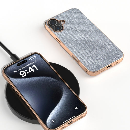 For iPhone 16 Plus Nano Plating Diamond Texture Phone Case(Black) by buy2fix