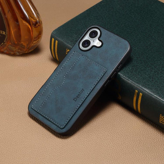 For iPhone 17 Denior D08 PU Single Card Slot Holder Phone Case(Blue) - iPhone 17 Cases by Denior | Online Shopping UK | buy2fix