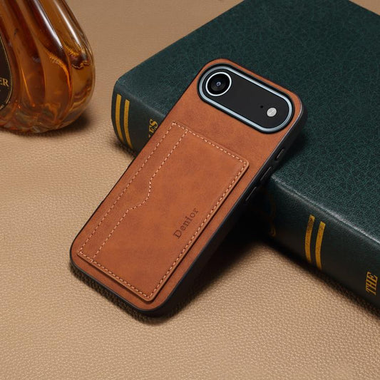 For iPhone Air Denior D08 PU Single Card Slot Holder Phone Case(Brown) - iPhone Air Cases by Denior | Online Shopping UK | buy2fix