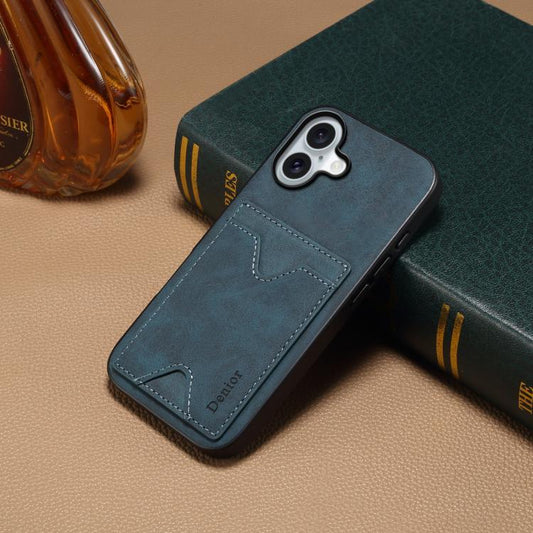 For iPhone 17 Denior D06 PU Back Cover Card Slot Holder Phone Case(Blue) - iPhone 17 Cases by Denior | Online Shopping UK | buy2fix