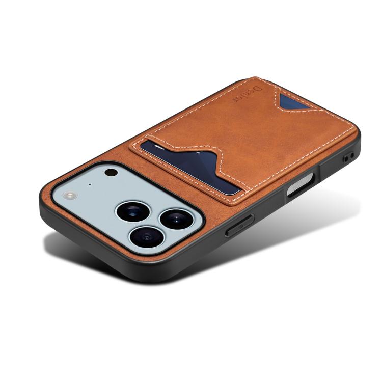 For iPhone 17 Pro Max Denior D06 PU Back Cover Card Slot Holder Phone Case(Brown) - iPhone 17 Pro Max Cases by Denior | Online Shopping UK | buy2fix