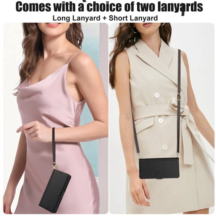 For iPhone 16 Skin Feel Pure Color Card Slots Leather Phone Case with Dual Lanyard(Black) by buy2fix