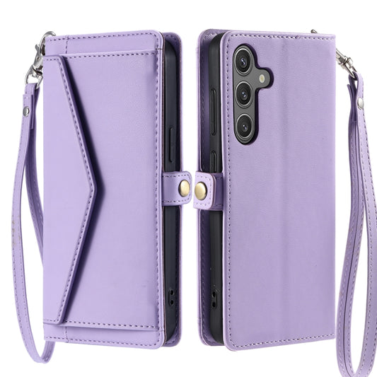 For Samsung Galaxy S25+ 5G Wallet Multi-card Slot Leather Phone Case with Lanyard(Purple) by buy2fix