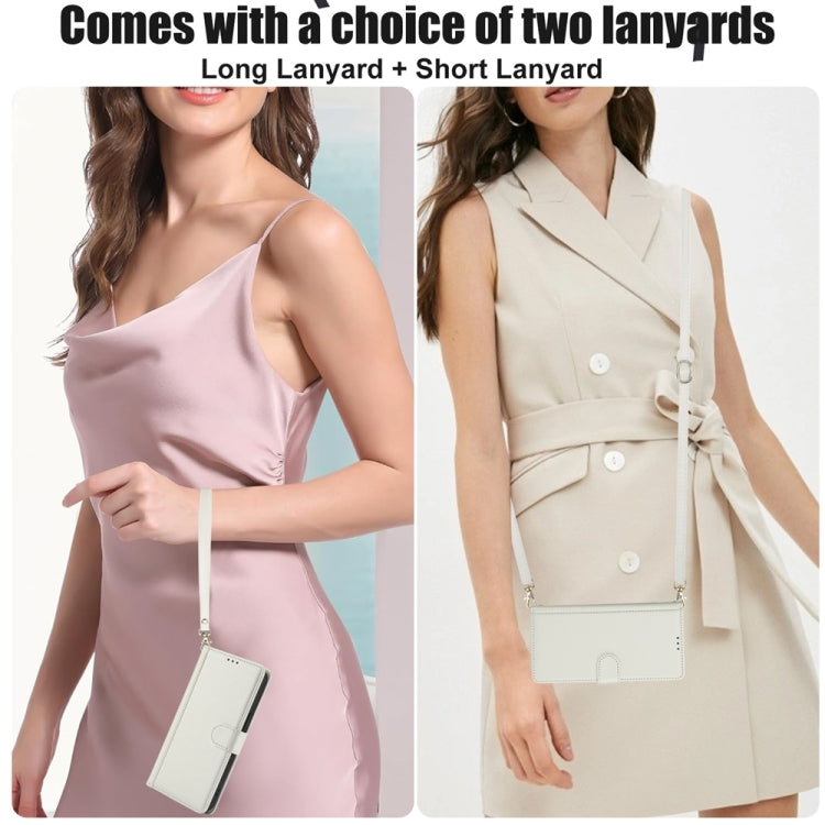 For Samsung Galaxy S25+ 5G Skin Feel Pure Color Card Slots Leather Phone Case with Dual Lanyard(White) by buy2fix