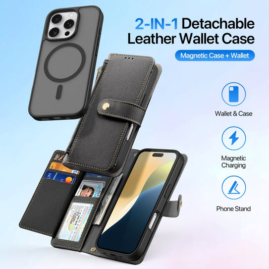 For iPhone 16 Pro Max DUX DUCIS Lawa Series 2 in 1 Wallet Zipper Detachable MagSafe Phone Case with Lanyard(Black) by DUX DUCIS