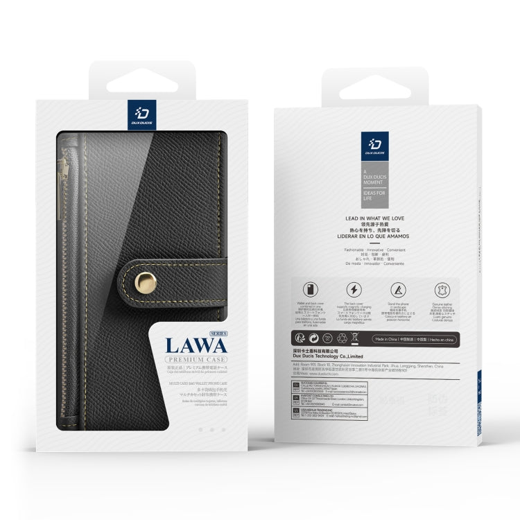 For iPhone 16 Pro DUX DUCIS Lawa Series 2 in 1 Wallet Zipper Detachable MagSafe Phone Case with Lanyard(Black) by DUX DUCIS