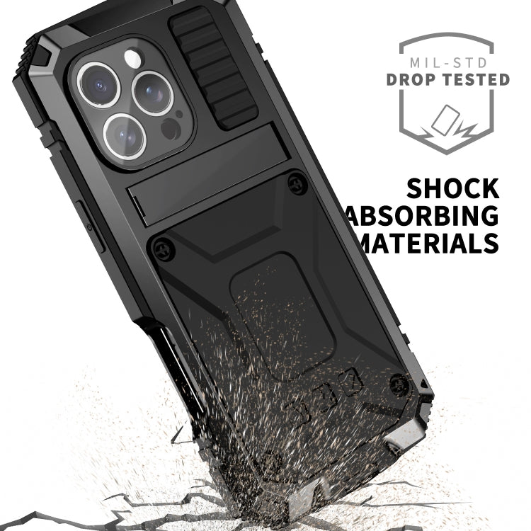 For iPhone 16 Pro Max R-JUST Life Waterproof Dustproof Shockproof Phone Case(Black) by R-JUST