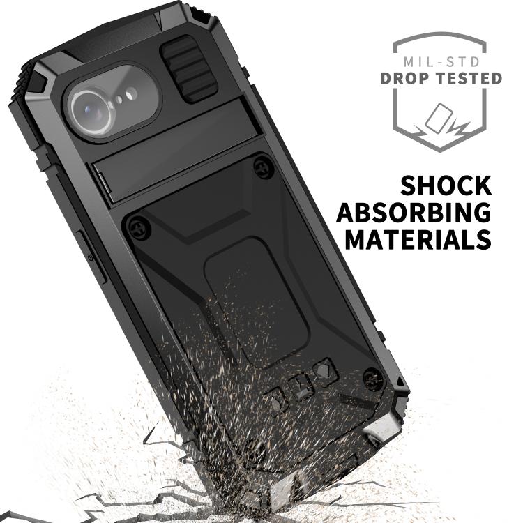 For iPhone 16e R-JUST Life Waterproof Dustproof Shockproof Phone Case(Black) - iPhone 16e Cases by R-JUST | Online Shopping UK | buy2fix