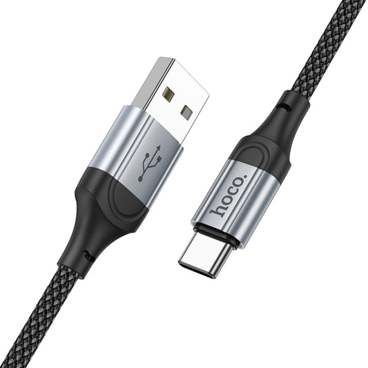 hoco X102 USB to USB-C / Type-C Fresh 3A Charging Data Cable, Length:1m(Black) - USB-C & Type-C Cable by hoco | Online Shopping UK | buy2fix