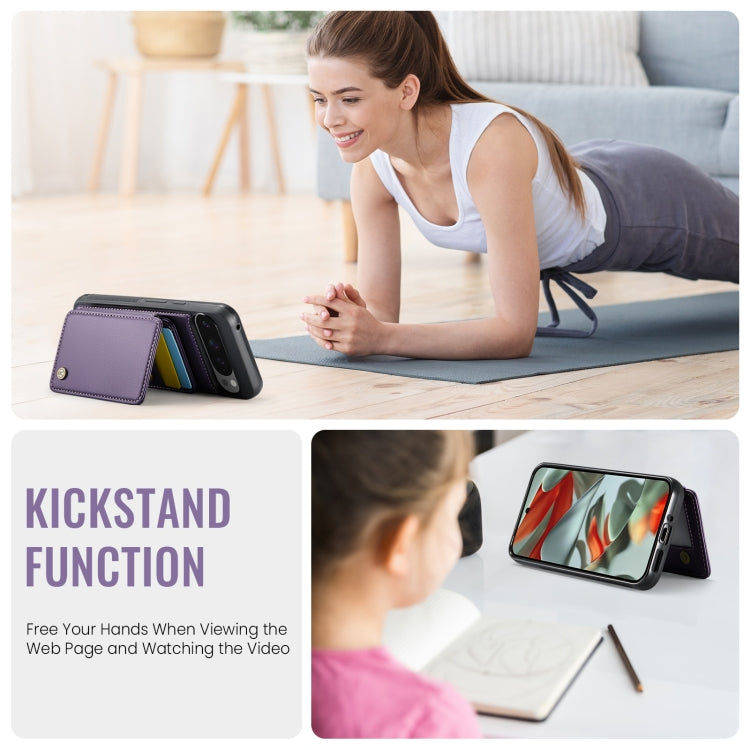 For Google Pixel 9 Pro XL JEEHOOD J05 Business Magnetic Style RFID Leather Phone Case(Purple) by JEEHOOD