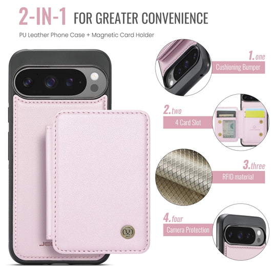 For Google Pixel 9 Pro XL JEEHOOD J05 Business Magnetic Style RFID Leather Phone Case(Pink) by JEEHOOD