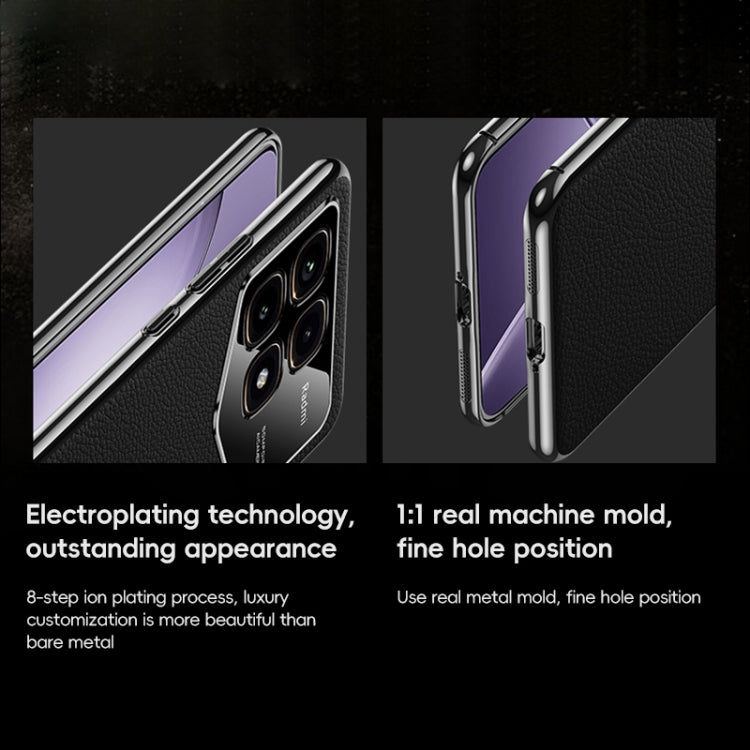 For Redmi K70 Champion First Layer Cowhide Leather Electroplated PC Phone Case(Orange) by buy2fix