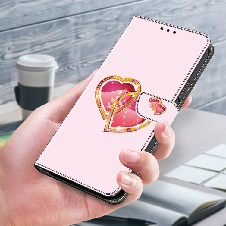 For iPhone 16 Plus Crystal Painted Leather Phone case(Love Peach) by buy2fix