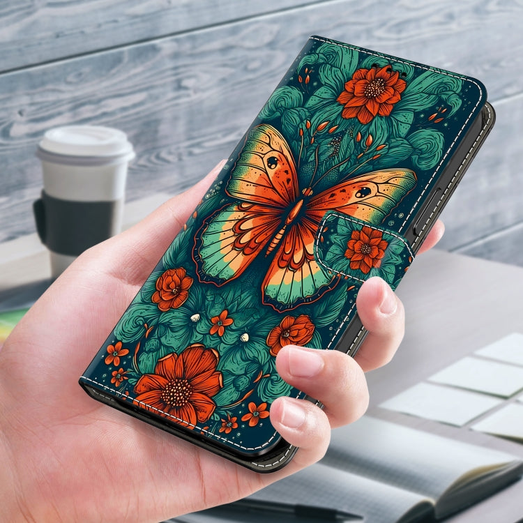 For iPhone 16 Plus Crystal Painted Leather Phone case(Flower Butterfly) by buy2fix