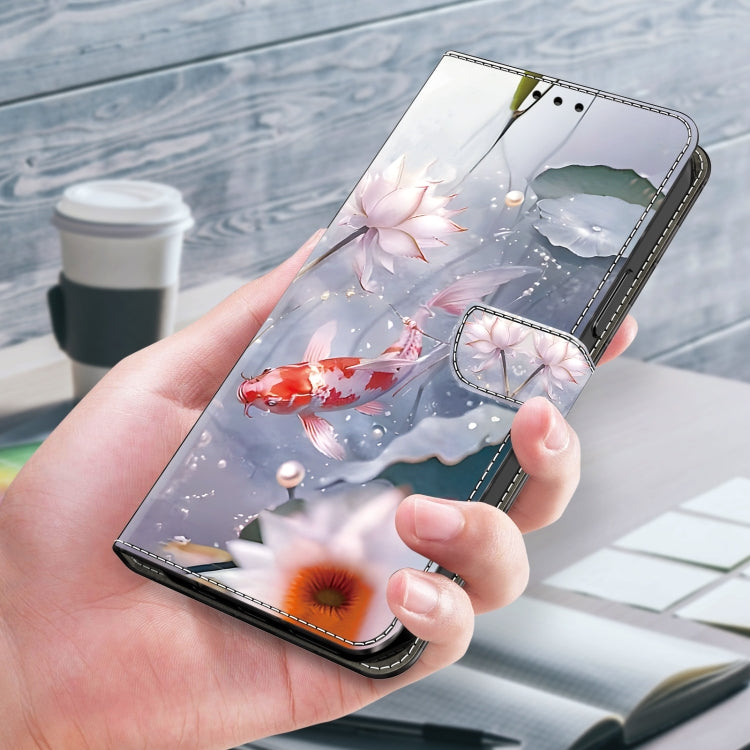 For iPhone 16 Crystal Painted Leather Phone case(Koi) by buy2fix