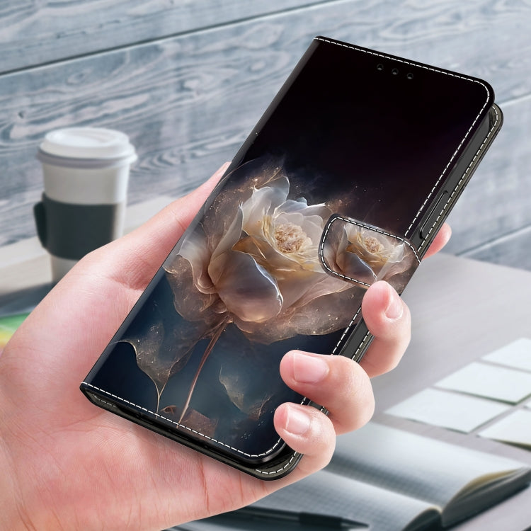 For iPhone 16 Crystal Painted Leather Phone case(Peony) by buy2fix