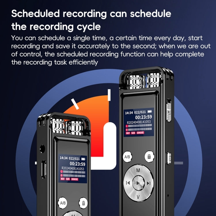 ZD43B Omnidirectional Dual Mic Smart Noise Reduction Voice Recorder, Memory:64GB(Black) by buy2fix