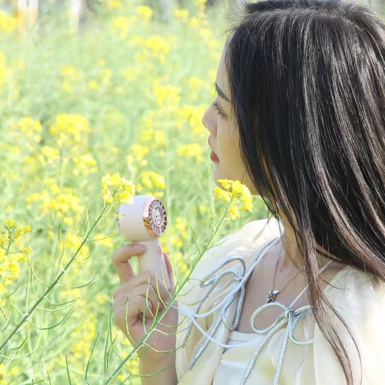 Mini Turbine Handheld Cute Rabbit Electric Fan(White) by buy2fix