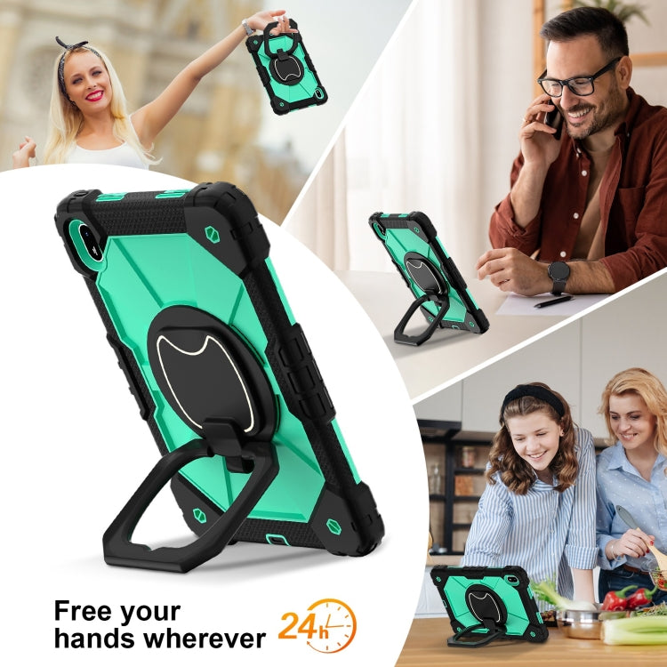 For Huawei Matepad SE 11 2024 Contrast Color Robot Silicone Hybrid PC Tablet Case(Black Mint Green) by buy2fix