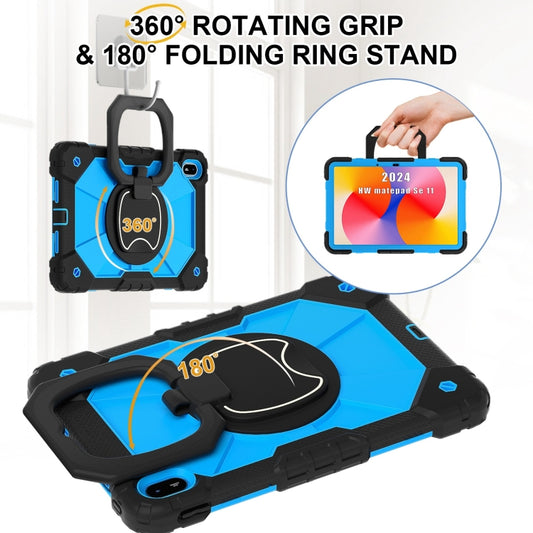 For Huawei Matepad SE 11 2024 Contrast Color Robot Silicone Hybrid PC Tablet Case(Black Blue) by buy2fix