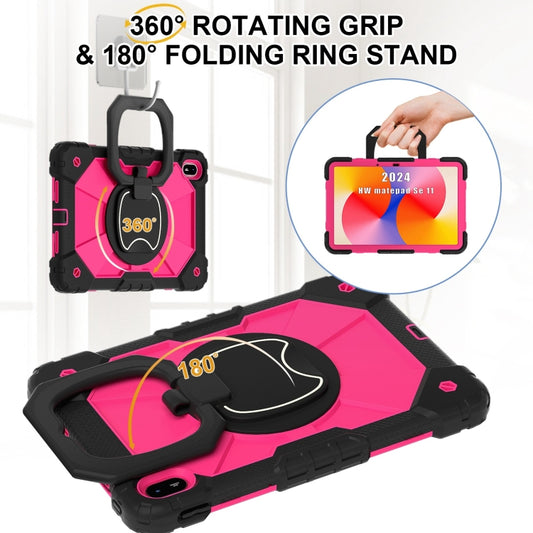 For Huawei Matepad SE 11 2024 Contrast Color Robot Silicone Hybrid PC Tablet Case(Black Rose Red) by buy2fix