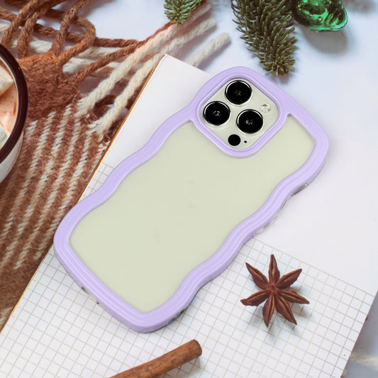 For iPhone 16 Pro Max Candy Color Wave TPU Clear PC Phone Case(Purple) by buy2fix