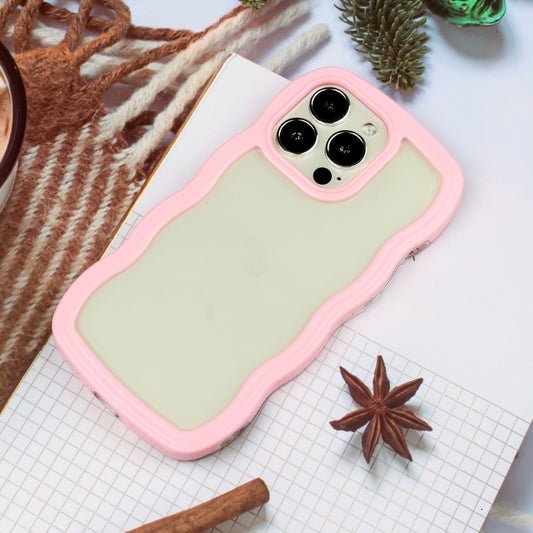 For iPhone 16 Pro Max Candy Color Wave TPU Clear PC Phone Case(Pink) by buy2fix