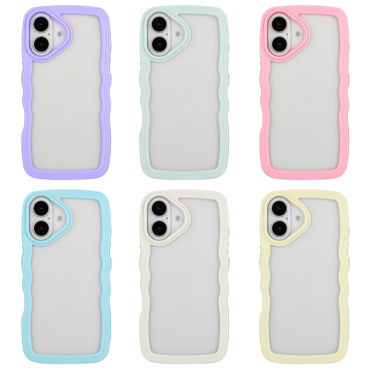 For iPhone 16 Plus Candy Color Wave TPU Clear PC Phone Case(Blue) by buy2fix