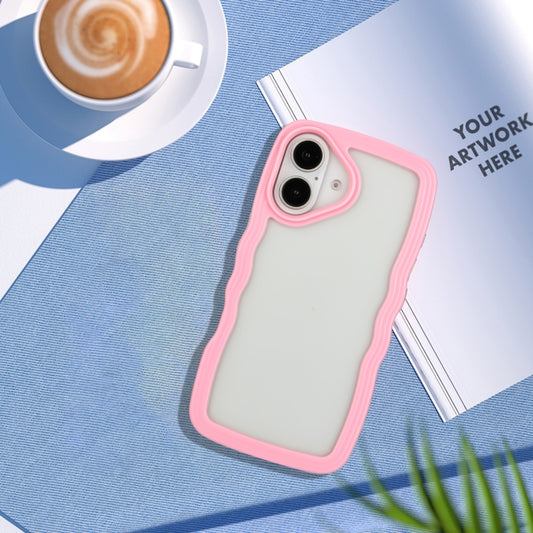 For iPhone 16 Plus Candy Color Wave TPU Clear PC Phone Case(Pink) by buy2fix