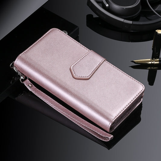 For iPhone 16 Pro Max Solid Color 2 in 1 Zipper Shockproof Phone Case(Rose Gold) by buy2fix