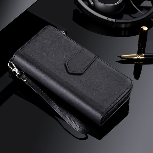 For iPhone 16 Plus Solid Color 2 in 1 Zipper Shockproof Phone Case(Black) by buy2fix