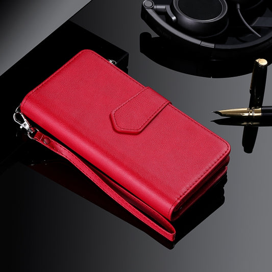 For iPhone 16 Plus Solid Color 2 in 1 Zipper Shockproof Phone Case(Red) by buy2fix