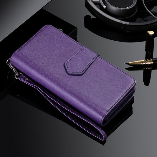 For iPhone 16 Plus Solid Color 2 in 1 Zipper Shockproof Phone Case(Purple) by buy2fix