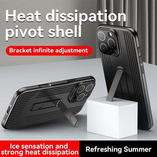 For iPhone 16 Pro Max Extraordinary Cooling Holder Phone Case(Black) by buy2fix