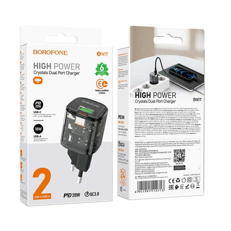 BOROFONE BN17 PD20W USB, USB-C / Type-C Charger, Plug Type:EU Plug(Black) - USB Charger by Borofone | Online Shopping UK | buy2fix