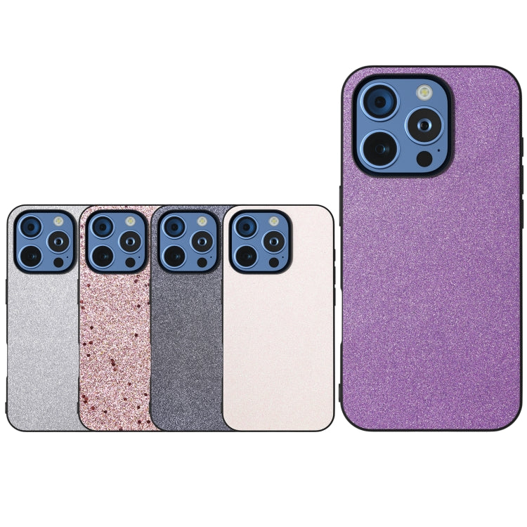 For iPhone 16 Pro Max Black Frame Glitter Shockproof Phone Case(White) by buy2fix