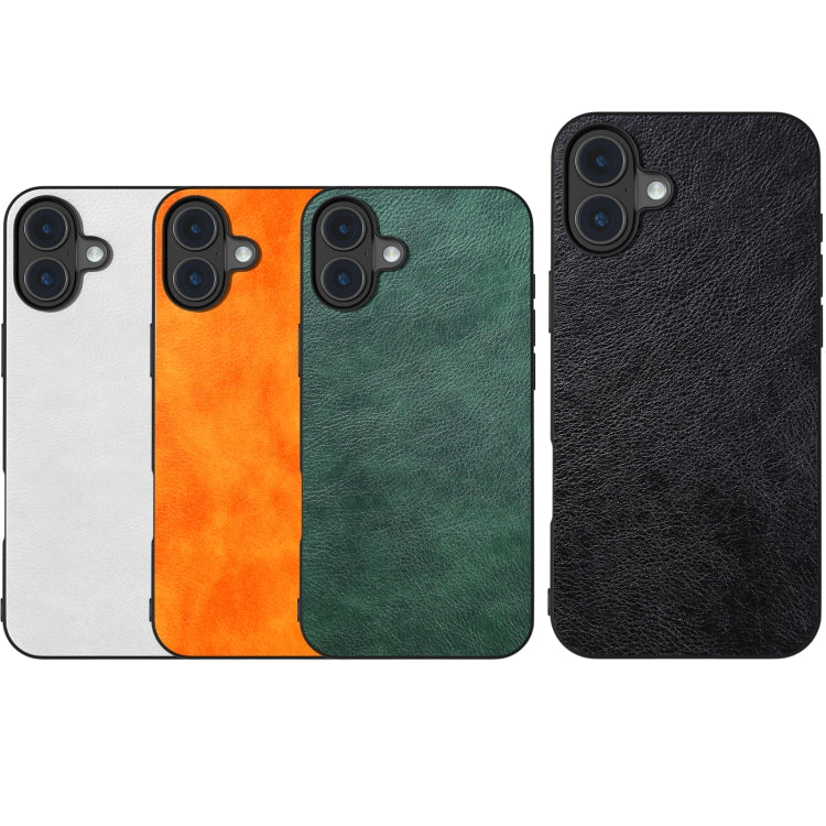 For iPhone 16 Plus Dual Color Lichi Texture PU Phone Case(Orange) by buy2fix
