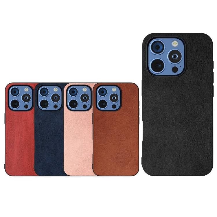 For iPhone 16 Pro Black Frame Two-color Calf Texture PU Phone Case(Red) by buy2fix