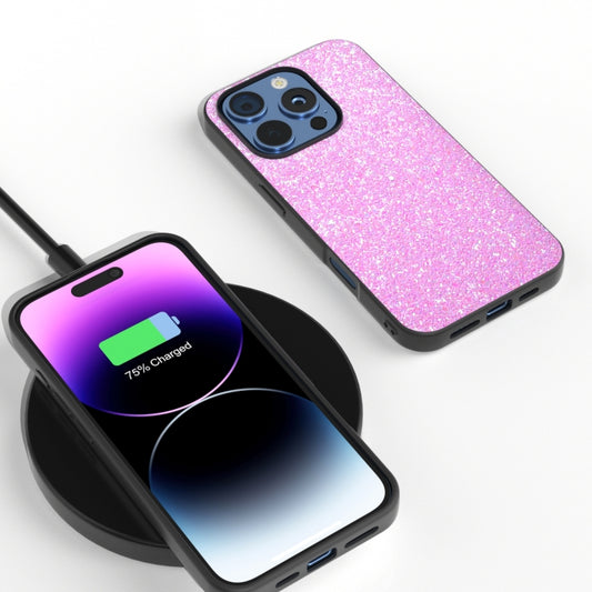 For iPhone 16 Pro Max Black Frame Colorful Glitter Phone Case(Dark Pink) by buy2fix