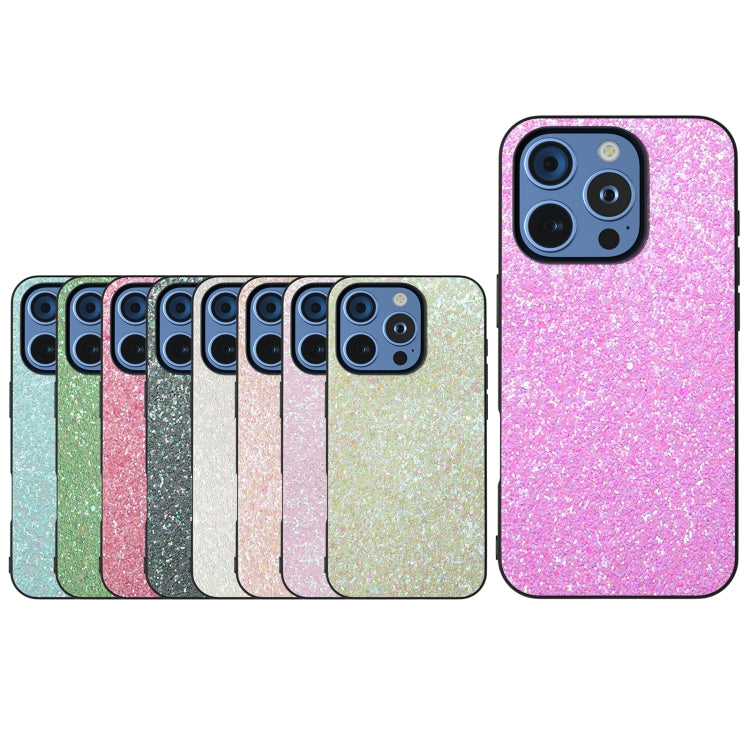 For iPhone 16 Pro Max Black Frame Colorful Glitter Phone Case(Dark Pink) by buy2fix