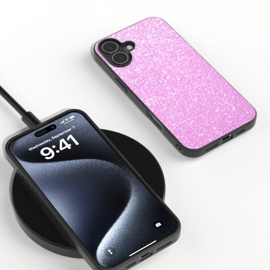 For iPhone 16 Plus Black Frame Colorful Glitter Phone Case(Dark Pink) by buy2fix