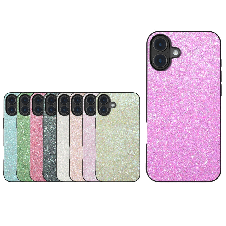 For iPhone 16 Black Frame Colorful Glitter Phone Case(Light Green) by buy2fix