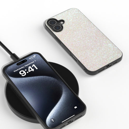 For iPhone 16 Black Frame Colorful Glitter Phone Case(Gold) by buy2fix