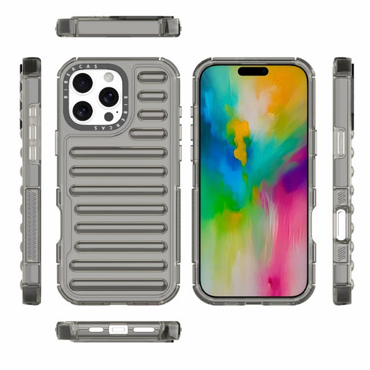 For iPhone 16 Pro Max High Transparency TPU Hybrid PC Airbag Phone Case(Transparent Black) by buy2fix