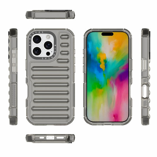 For iPhone 16 Pro High Transparency TPU Hybrid PC Airbag Phone Case(Transparent Black) by buy2fix